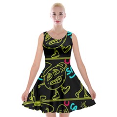 Keep Smiing Doodle Velvet Skater Dress by Cemarart