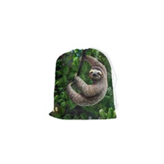 Sloth In Jungle Art Animal Fantasy Drawstring Pouch (xs) by Cemarart