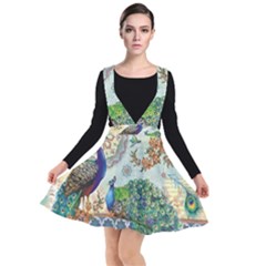 Royal Peacock Feather Art Fantasy Plunge Pinafore Dress