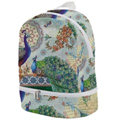 Royal Peacock Feather Art Fantasy Zip Bottom Backpack by Cemarart