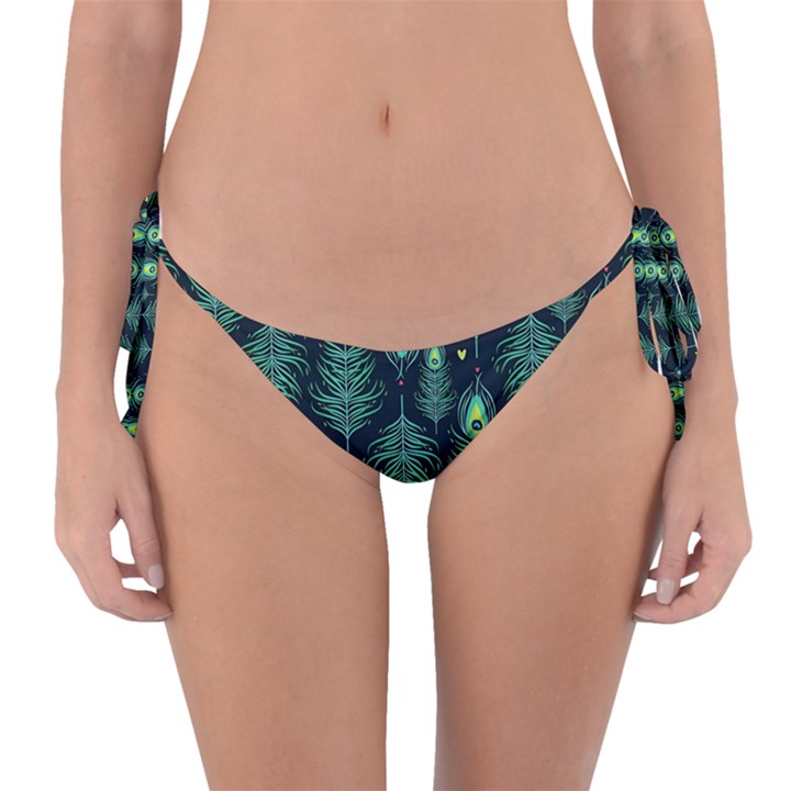 Peacock Pattern Reversible Bikini Bottoms