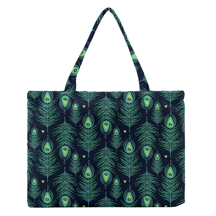 Peacock Pattern Zipper Medium Tote Bag