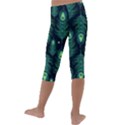 Peacock Pattern Kids  Lightweight Velour Capri Leggings  View4