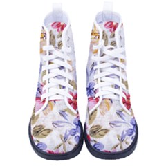 Flower Texture, Knitted Texture, Background With Big Red Women s High-top Canvas Sneakers
