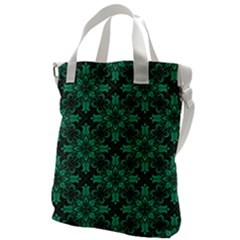 Green Damask Pattern Vintage Floral Pattern, Green Vintage Canvas Messenger Bag by nateshop