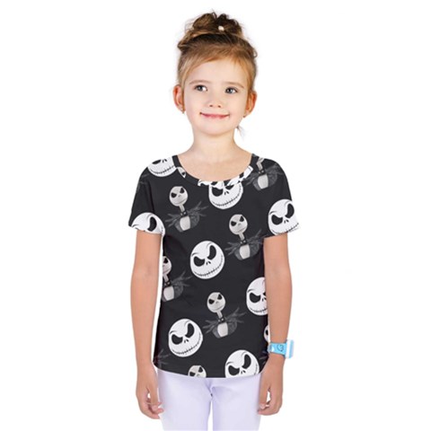 Jack Print, White, Before, Plain, Black, Simple, Christmas Kids  One Piece T-shirt by nateshop