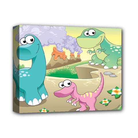 Kids Mural Cartoon Dinosaur Deluxe Canvas 14  X 11  (stretched) by nateshop