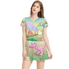 Kids Mural Cartoon Dinosaur Women s Sports Skirt by nateshop