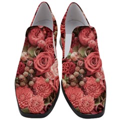 Pink Roses, Flowers, Love, Nature Women Slip On Heel Loafers by nateshop