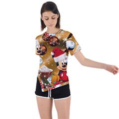 Cartoons, Disney, Merry Christmas, Minnie Asymmetrical Short Sleeve Sports T-shirt by nateshop