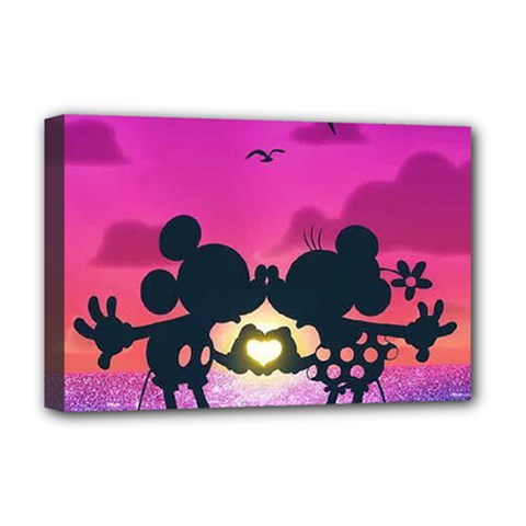 Mickey And Minnie, Mouse, Disney, Cartoon, Love Deluxe Canvas 18  X 12  (stretched) by nateshop