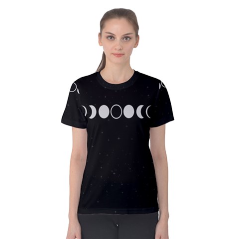 Moon Phases, Eclipse, Black Women s Cotton T-shirt by nateshop
