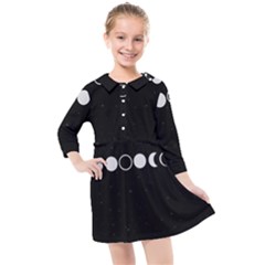Moon Phases, Eclipse, Black Kids  Quarter Sleeve Shirt Dress by nateshop
