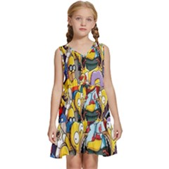 The Simpsons, Cartoon, Crazy, Dope Kids  Sleeveless Tiered Mini Dress by nateshop