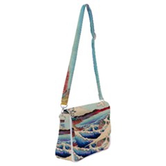 Wave Japanese Mount Fuji Shoulder Bag With Back Zipper