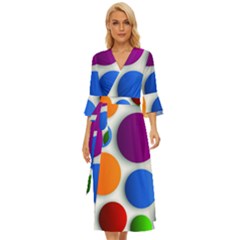 Abstract Dots Colorful Midsummer Wrap Dress