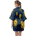 Aesthetic, Blue, Mr, Patterns, Yellow, Tumblr, Hello, Dark Half Sleeve Satin Kimono  View2