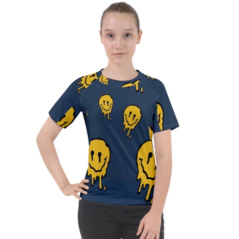 Aesthetic, Blue, Mr, Patterns, Yellow, Tumblr, Hello, Dark Women s Sport Raglan T-shirt by nateshop