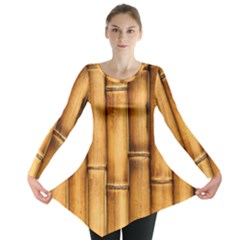 Brown Bamboo Texture  Long Sleeve Tunic  by nateshop