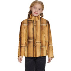 Brown Bamboo Texture  Kids  Puffer Bubble Jacket Coat by nateshop