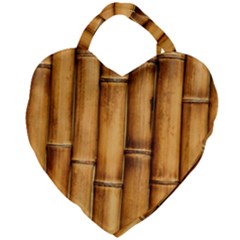 Brown Bamboo Texture  Giant Heart Shaped Tote by nateshop