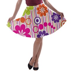 Colorful Flowers Pattern Floral Patterns A-line Skater Skirt by nateshop