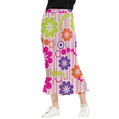 Colorful Flowers Pattern Floral Patterns Maxi Fishtail Chiffon Skirt by nateshop