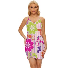 Colorful Flowers Pattern Floral Patterns Wrap Tie Front Dress by nateshop