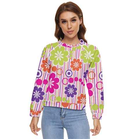 Colorful Flowers Pattern Floral Patterns Women s Long Sleeve Raglan T-shirt by nateshop