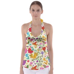 Colorful Flowers Pattern, Abstract Patterns, Floral Patterns Tie Back Tankini Top by nateshop