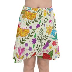 Colorful Flowers Pattern, Abstract Patterns, Floral Patterns Chiffon Wrap Front Skirt by nateshop