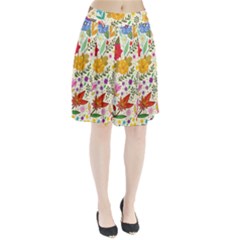 Colorful Flowers Pattern, Abstract Patterns, Floral Patterns Pleated Skirt by nateshop