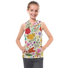 Colorful Flowers Pattern, Abstract Patterns, Floral Patterns Kids  Sleeveless Hoodie by nateshop