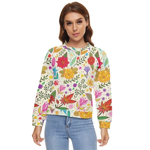 Colorful Flowers Pattern, Abstract Patterns, Floral Patterns Women s Long Sleeve Raglan T-shirt by nateshop