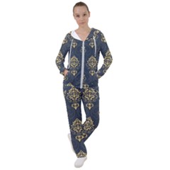 Floral Damask Pattern Texture, Damask Retro Background Women s Tracksuit by nateshop