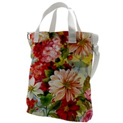Painted Flowers Texture, Floral Background Canvas Messenger Bag