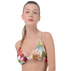 Painted Flowers Texture, Floral Background Knot Up Bikini Top