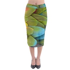 Parrot Feathers Texture Feathers Backgrounds Midi Pencil Skirt by nateshop