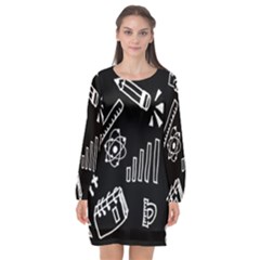 Knowledge Drawing Education Science Long Sleeve Chiffon Shift Dress  by Proyonanggan