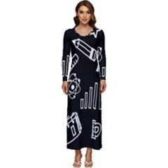 Knowledge Drawing Education Science Long Sleeve Longline Maxi Dress by Proyonanggan