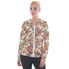 Retro Paisley Patterns, Floral Patterns, Background Velvet Zip Up Jacket by nateshop