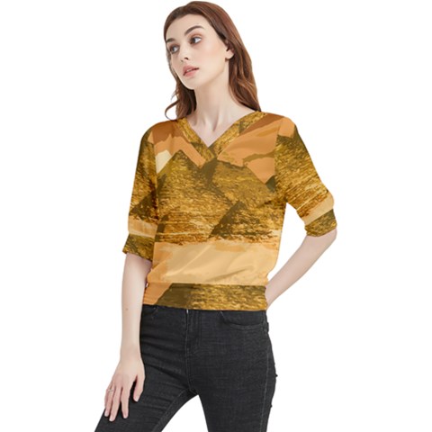 Pyramids Egypt Pyramid Desert Sand Quarter Sleeve Blouse by Proyonanggan