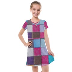 Tile, Colorful, Squares, Texture Kids  Cross Web Dress by nateshop