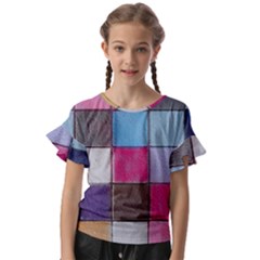 Tile, Colorful, Squares, Texture Kids  Cut Out Flutter Sleeves by nateshop