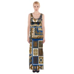 Decoupage Thigh Split Maxi Dress by nateshop