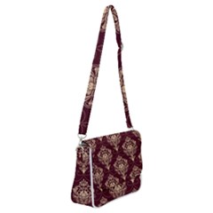 Vintage Floral Pattern, Purple Vintage Shoulder Bag With Back Zipper by nateshop