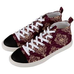 Vintage Floral Pattern, Purple Vintage Men s Mid-top Canvas Sneakers by nateshop