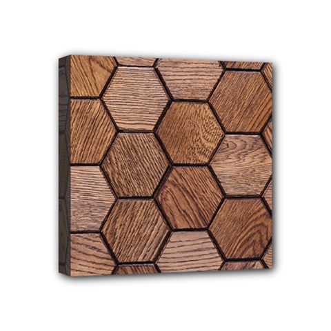 Wooden Triangles Texture, Wooden ,texture, Wooden Mini Canvas 4  X 4  (stretched) by nateshop