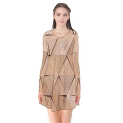 Wooden Triangles Texture, Wooden Wooden Long Sleeve V-neck Flare Dress by nateshop