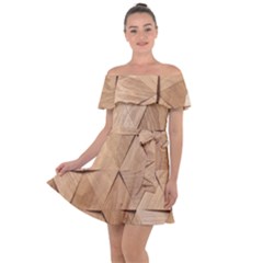 Wooden Triangles Texture, Wooden Wooden Off Shoulder Velour Dress by nateshop